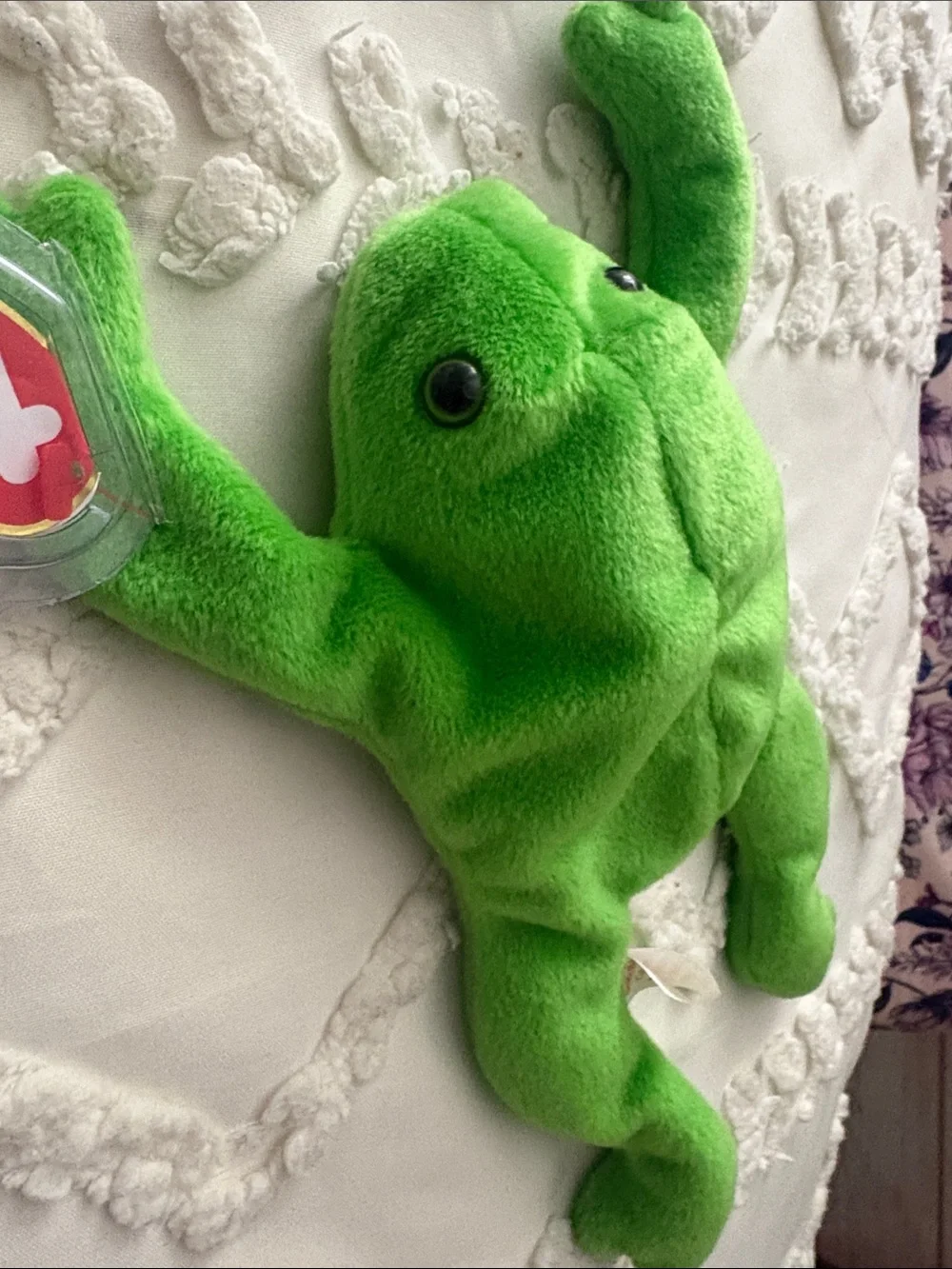 Green Plush Frog beanie baby - 1993